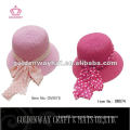 fashion pink girls straw fancy hat